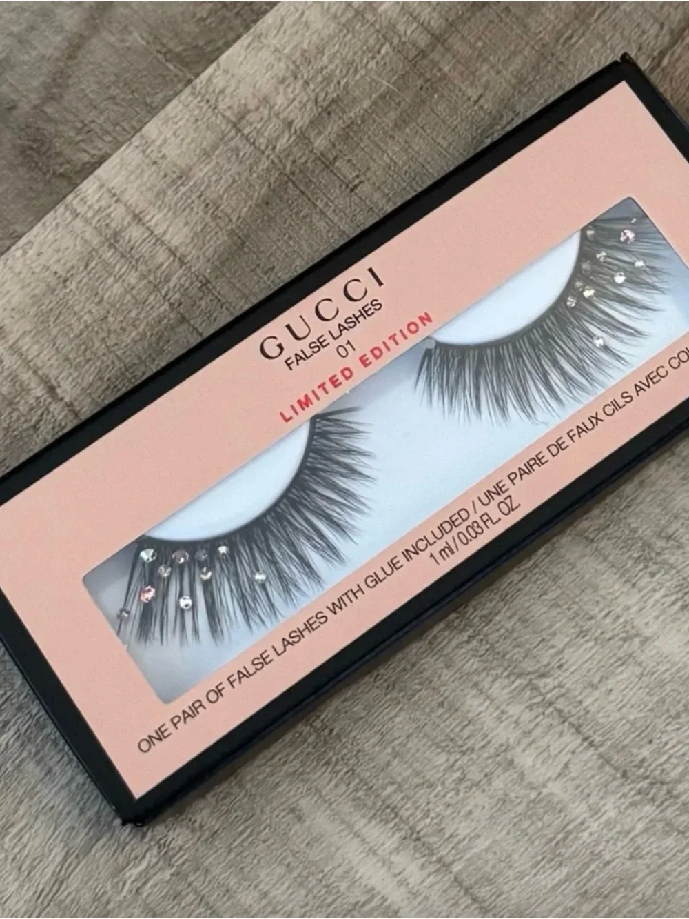 Gucci Black False Lashes with Pink Crystal Accents - Picture 2 of 5